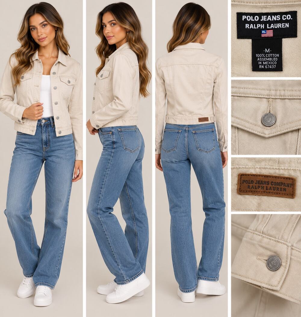 Vintage Y2K Polo Jeans Co. Ralph Lauren Cream Denim Jacket Women’s M
